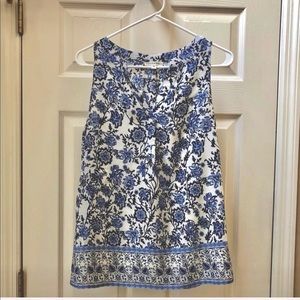 Artisan NY Women's Sleeveless Blue Floral Blouse S